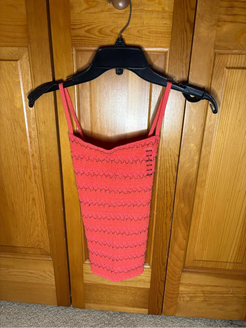 Justice Bright Coral Knit Spaghetti-Strap Tank